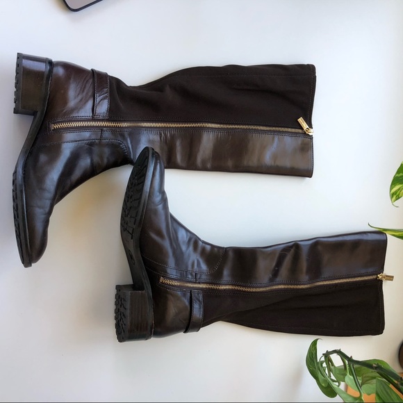 SOLD x Michael Kors Brown Leather Zip Riding Boots - Picture 11 of 13
